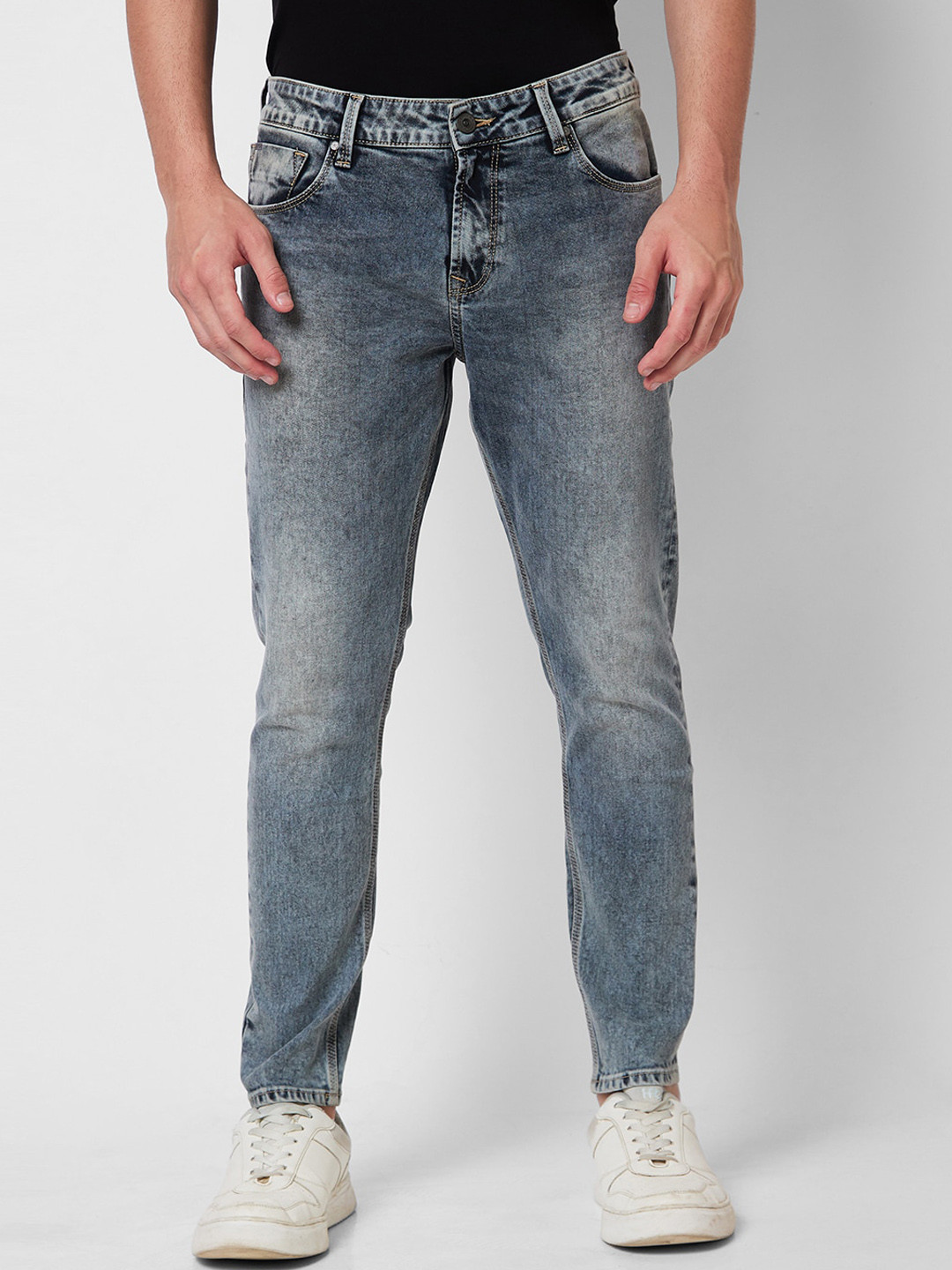 

SPYKAR Men Tapered Fit Heavy Fade Clean Look Stretchable Jeans, Grey