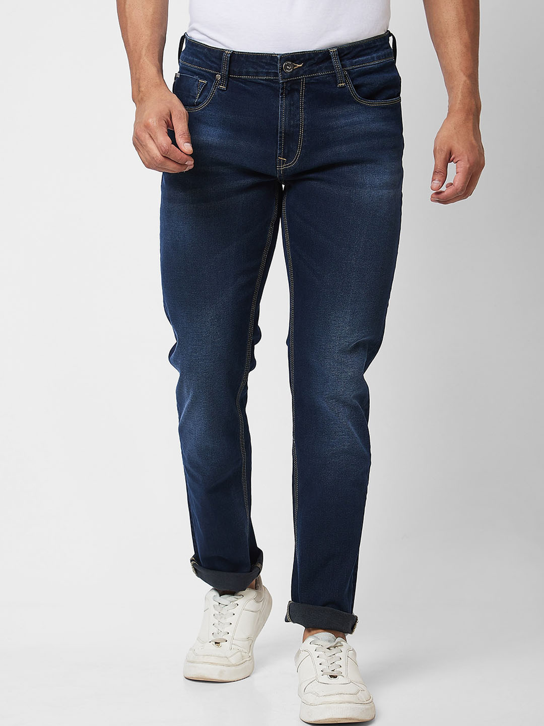 

SPYKAR Men Relaxed Fit Light Fade Clean Look Cotton Jeans, Blue