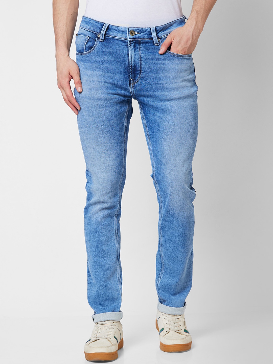 

SPYKAR Men Heavy Fade Cotton Stretchable Jeans, Blue