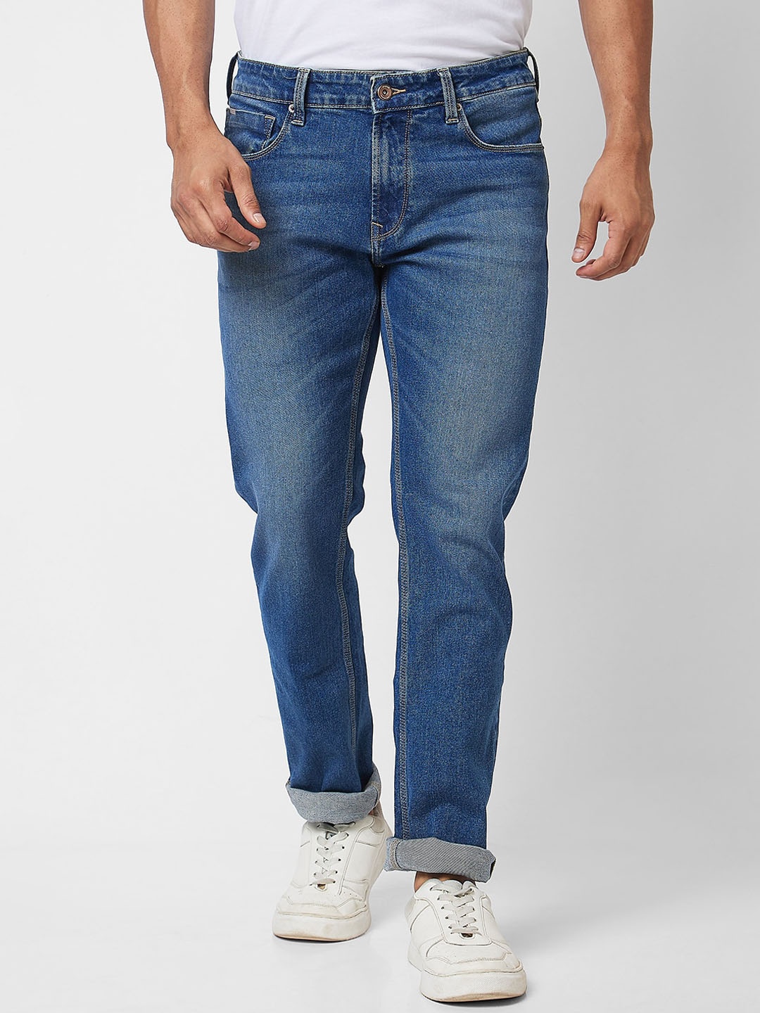 

SPYKAR Men Relaxed Fit Light Fade Cotton Stretchable Jeans, Blue