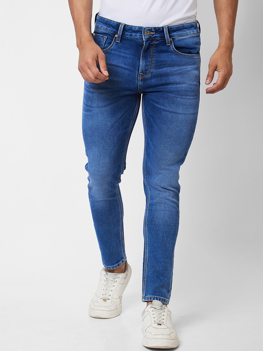

SPYKAR Men Mid-Rise Tapered Fit Heavy Fade Cotton Jeans, Blue