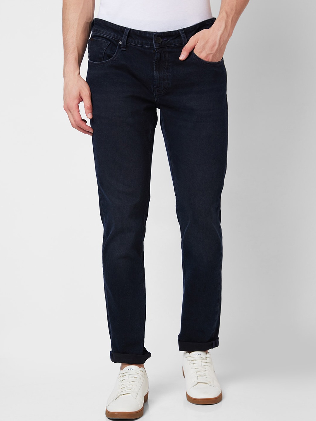 

SPYKAR Men Skinny Fit Low-Rise Cotton Stretchable Jeans, Black