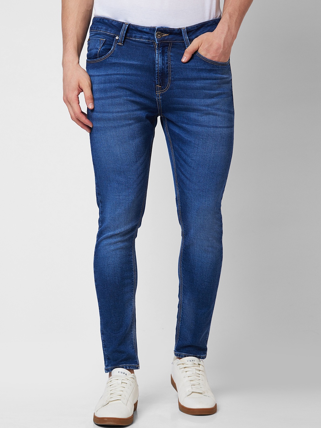 

SPYKAR Men Tapered Fit Heavy Fade Cotton Stretchable Jeans, Blue