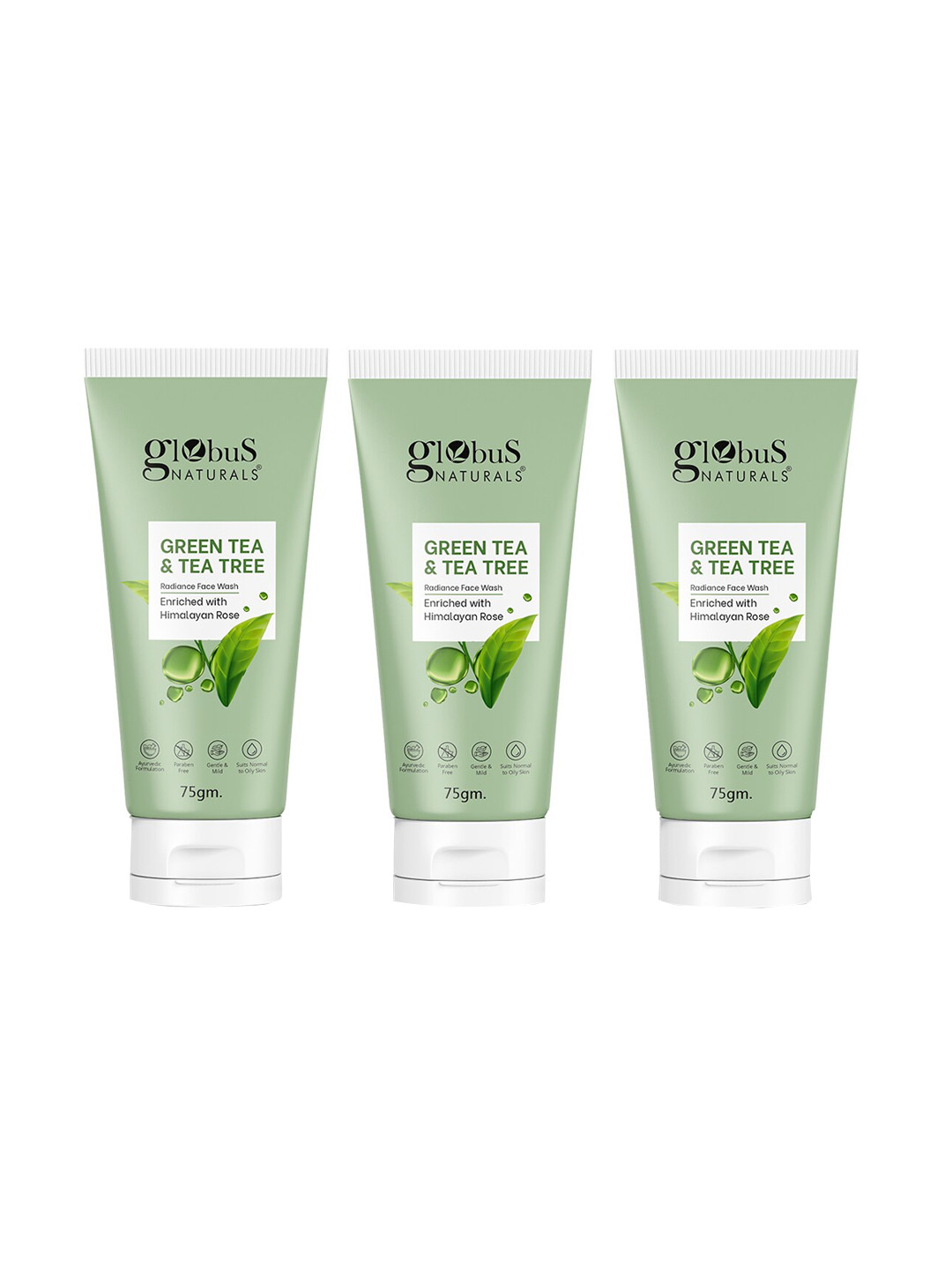 

Globus naturals Set of 3 Green Tea & Tea Tree Radiance Face Wash for Excess Oil - 75g each