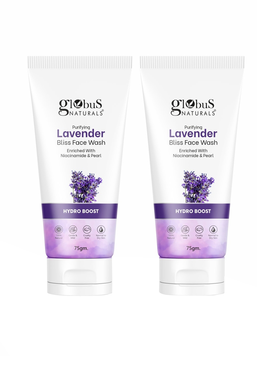 

Globus naturals Set of 2 Purifying Lavender Bliss Face Wash with Niacinamide - 75 g each, Purple
