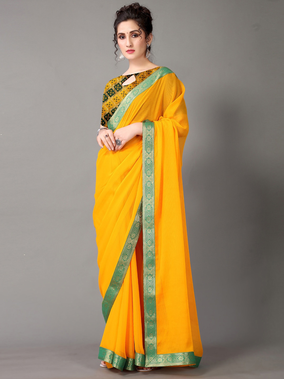 

Shaily Woven Design Zari Saree, Yellow