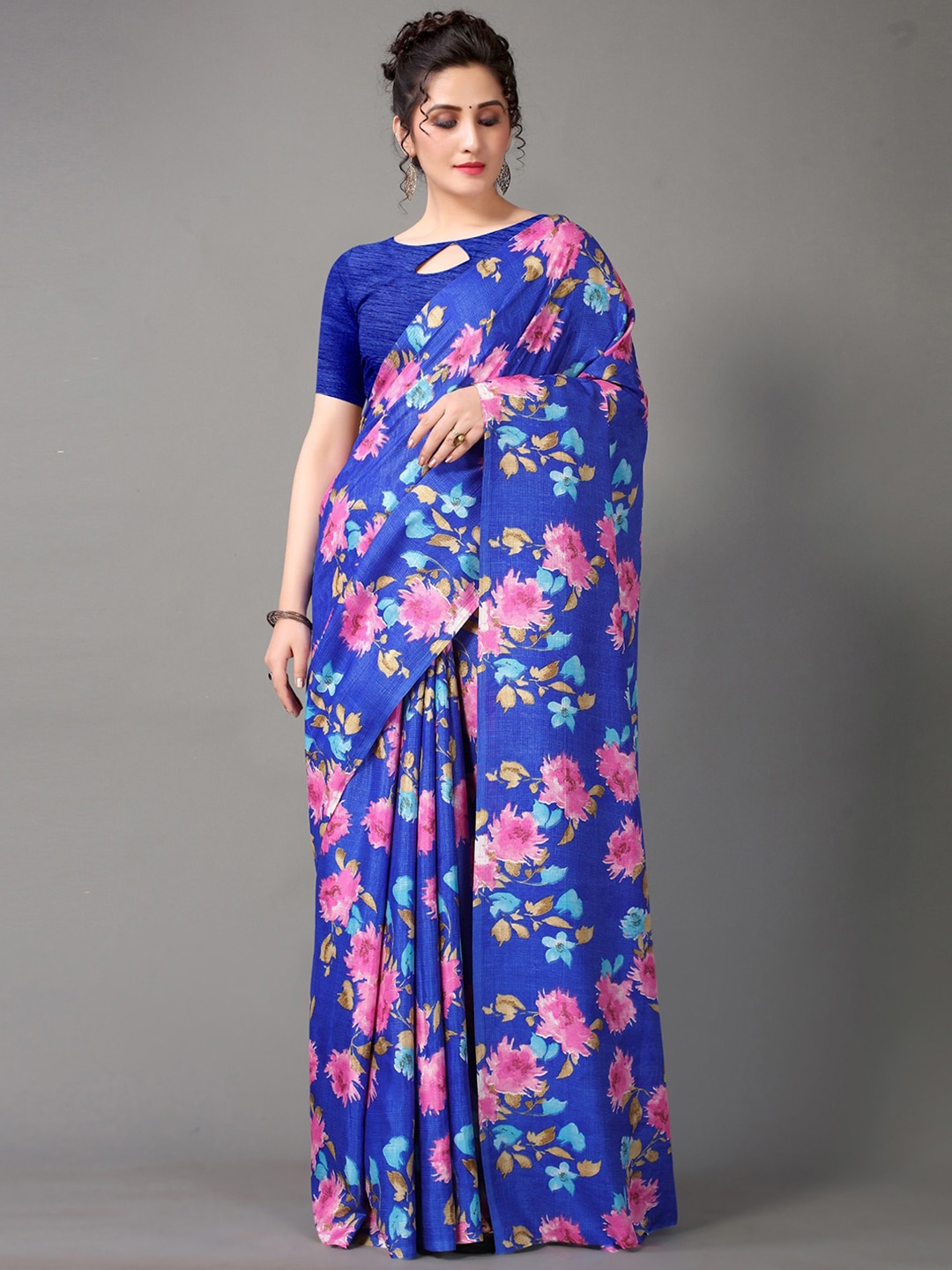 

Shaily Floral Printed Saree, Blue