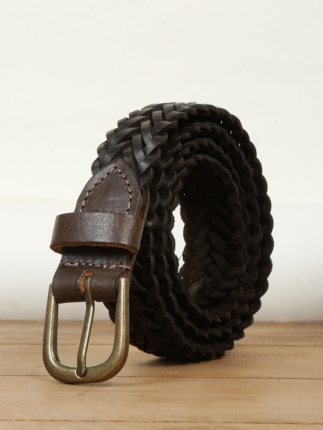

Suvaska Unisex Braided Leather Belt, Coffee brown