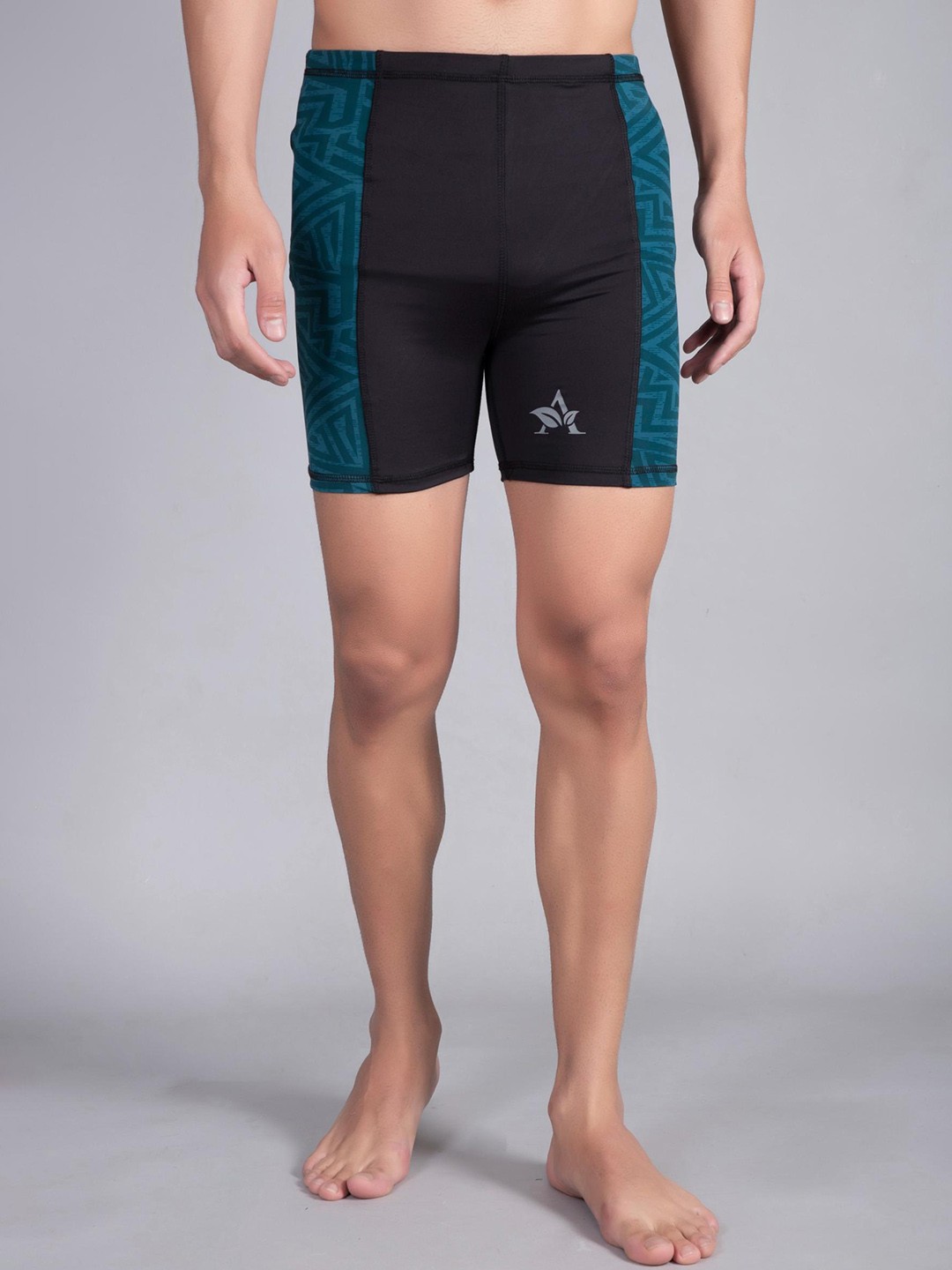 

Apraa & Parma Men Slim Fit Printed Swim Shorts, Black