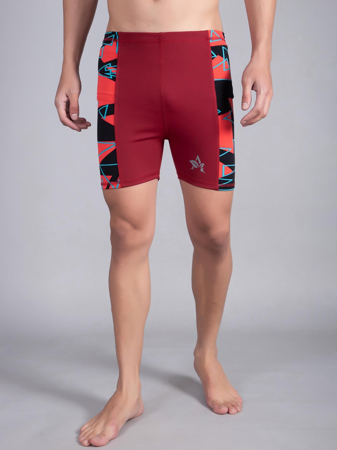 

Apraa & Parma Men Printed High-Waist Swim Bottoms, Red