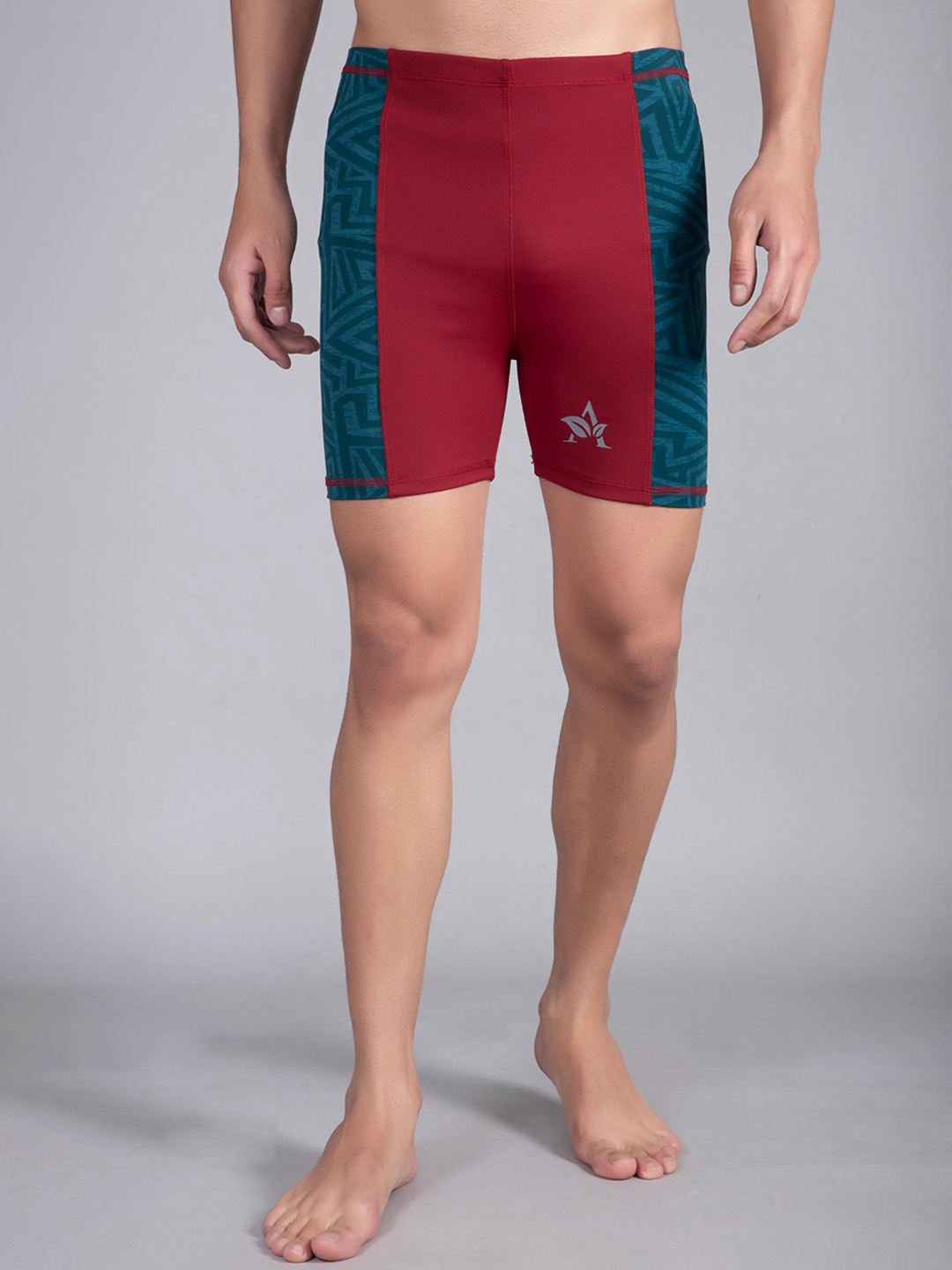 

Apraa & Parma Men Slim Fit Printed Swim Shorts, Maroon