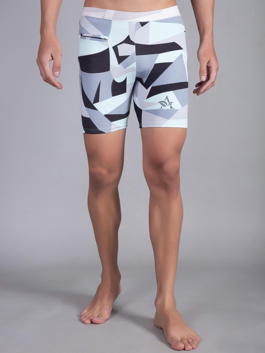Apraa & Parma Men Printed Slim Fit High-Waist Swim Bottoms, Black
