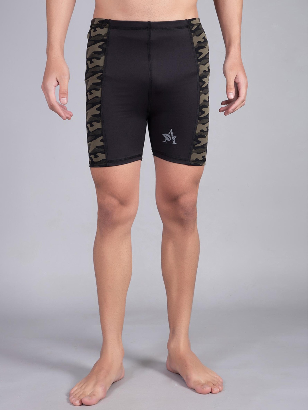 

Apraa & Parma Men Slim Fit Printed Swim Shorts, Black