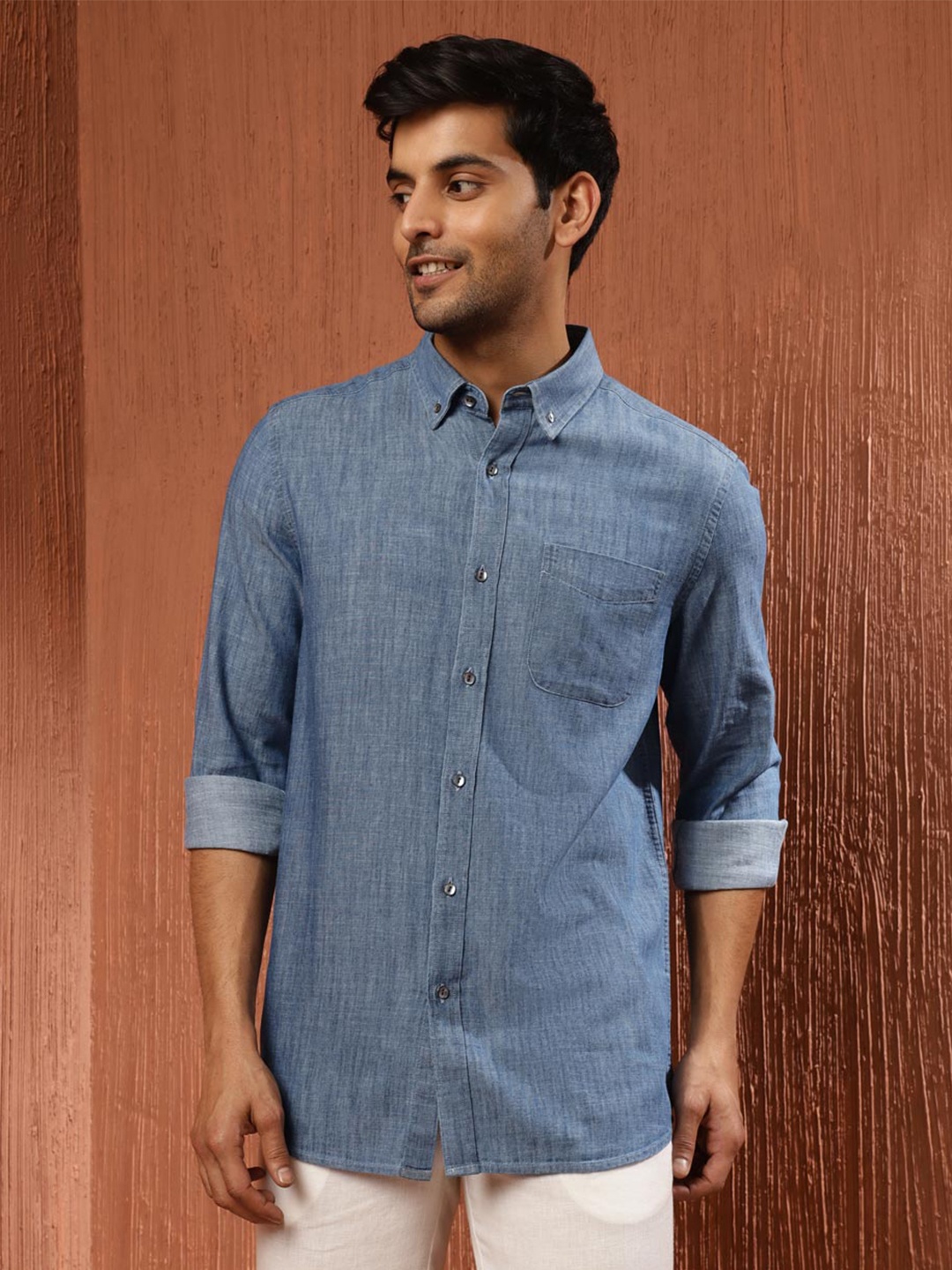 

Fabindia Opaque Cotton Casual Shirt, Blue