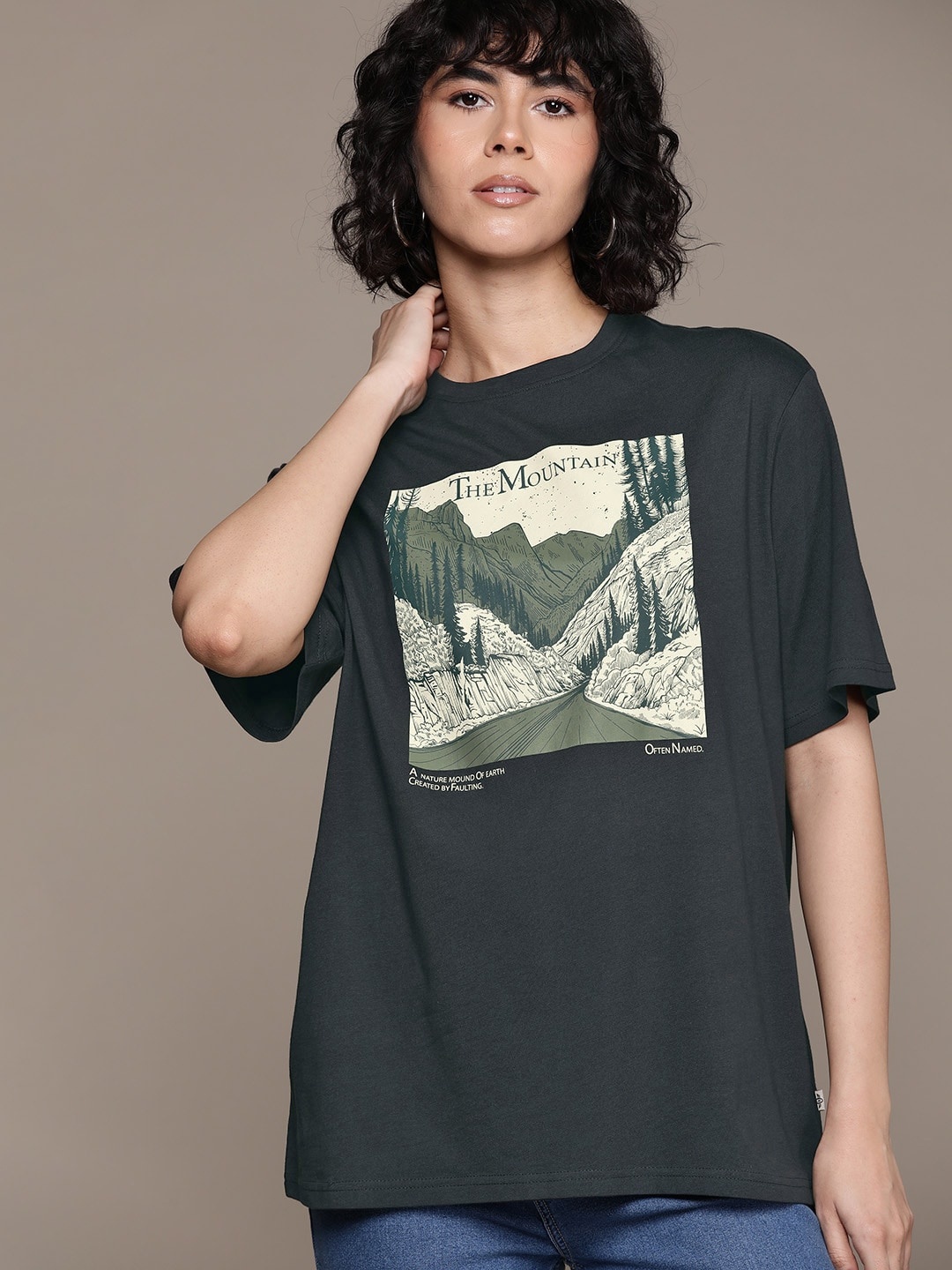 

The Roadster Lifestyle Co. Graphic Pure Cotton Oversized T-shirt, Black