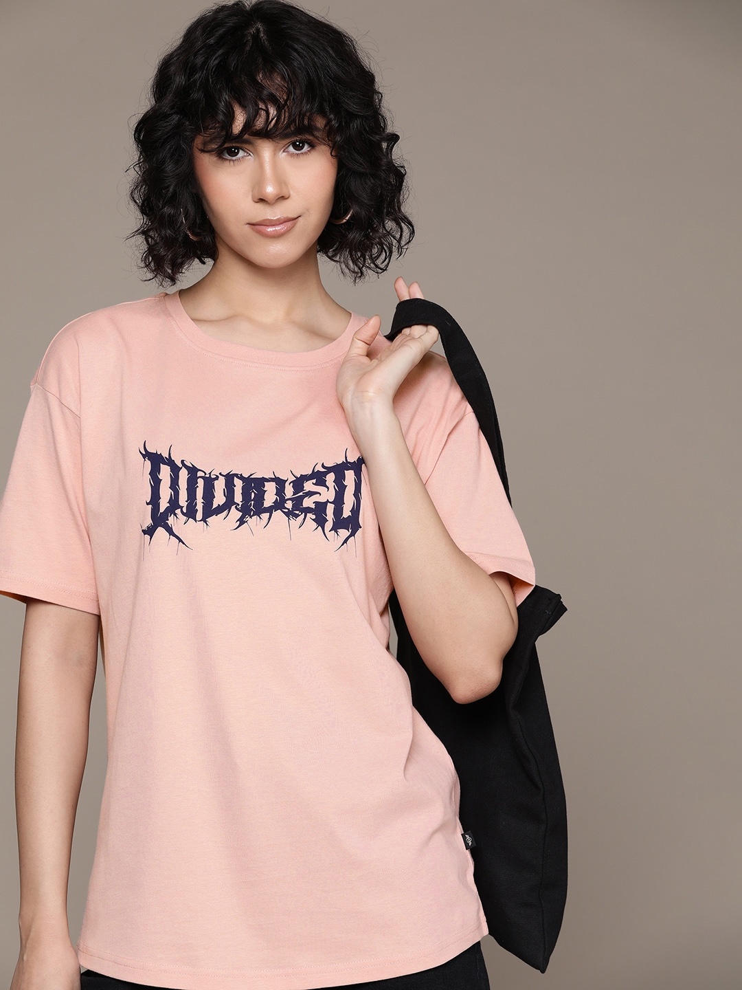 

The Roadster Lifestyle Co. Women Printed Pure Cotton Longline T-shirt, Pink