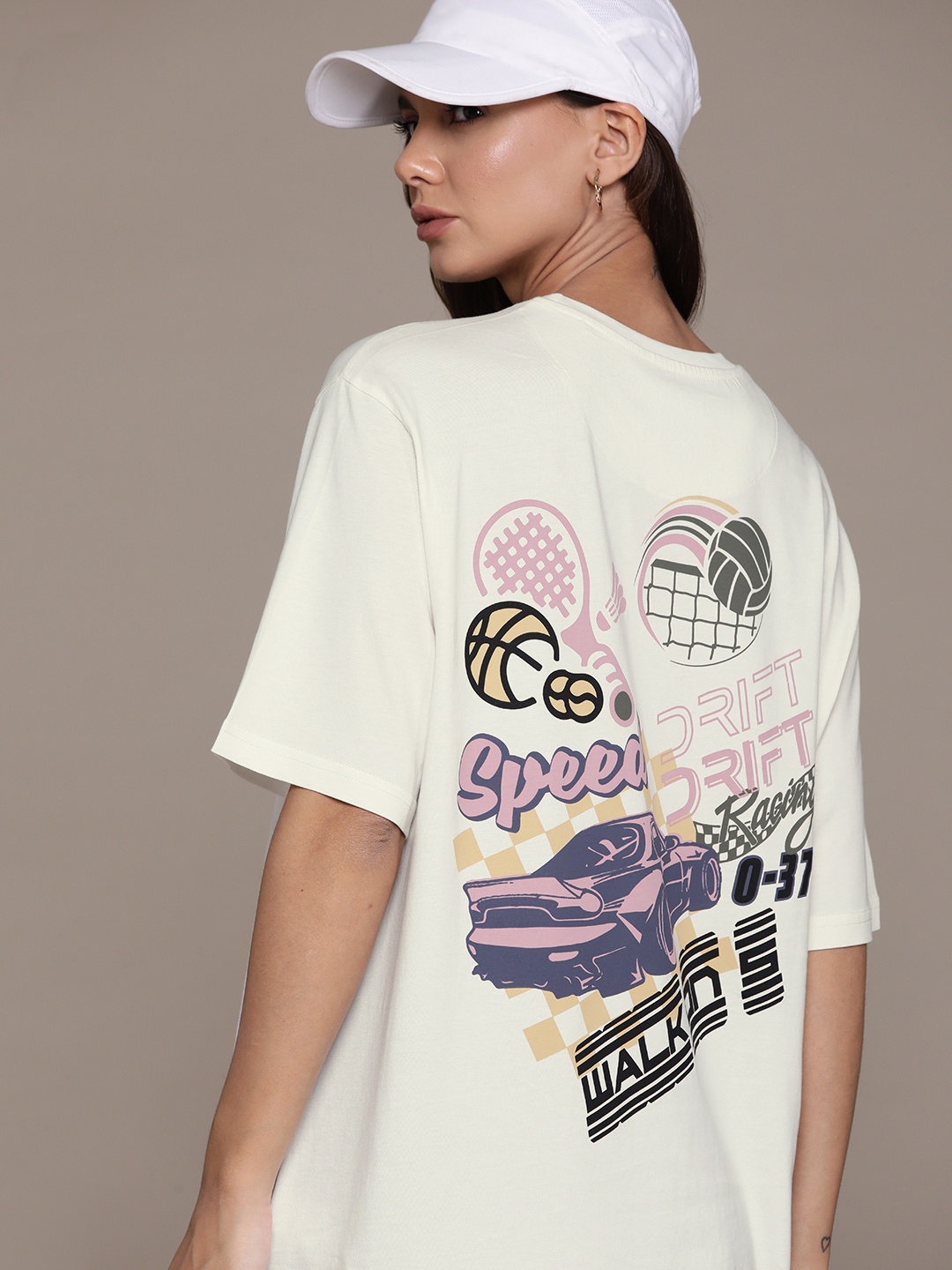 

The Roadster Lifestyle Co. Back Printed Pure Cotton Oversized T-shirt, Off white