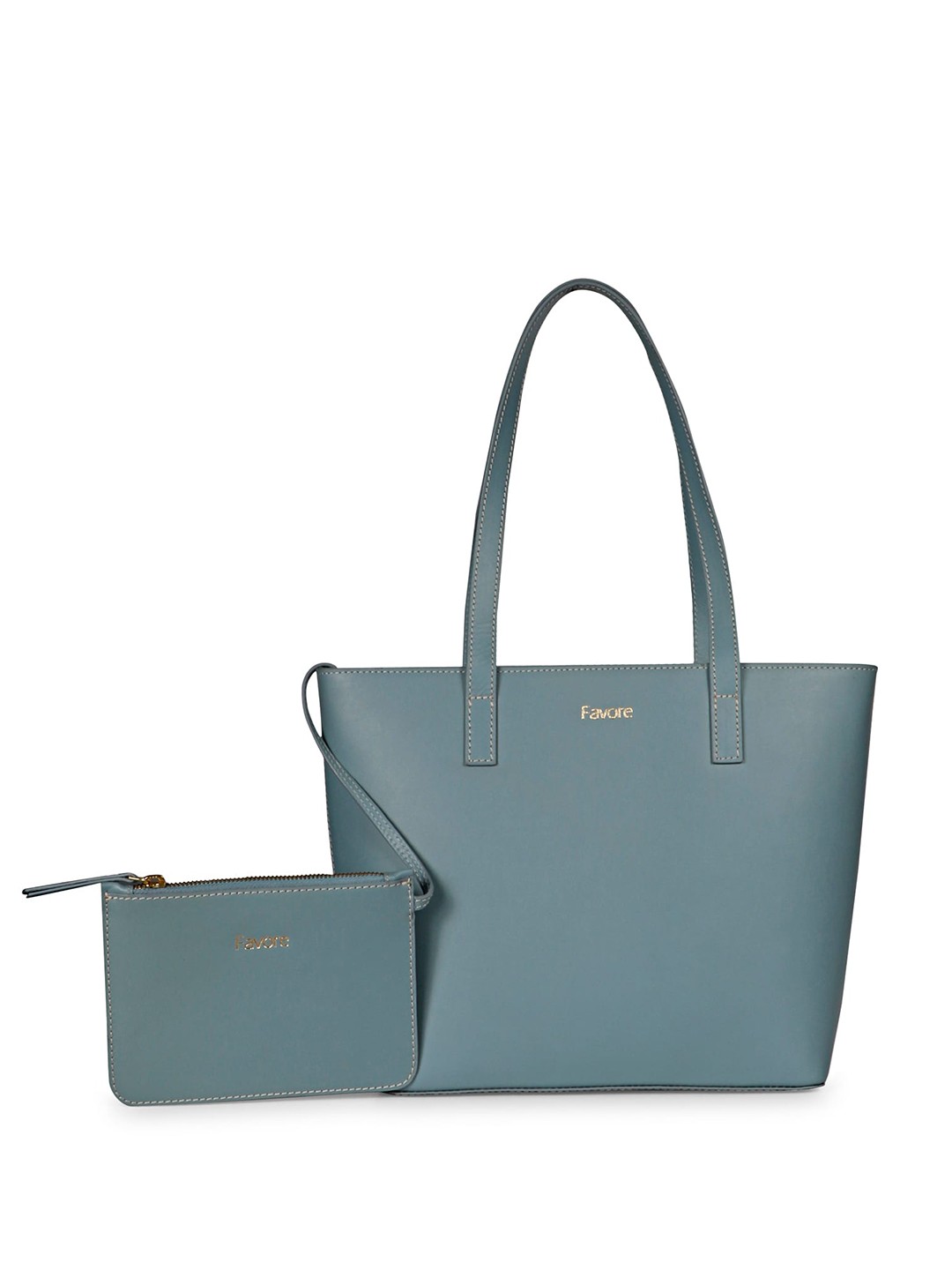 

Favore Leather Structured Shoulder Bag With Pouch, Blue