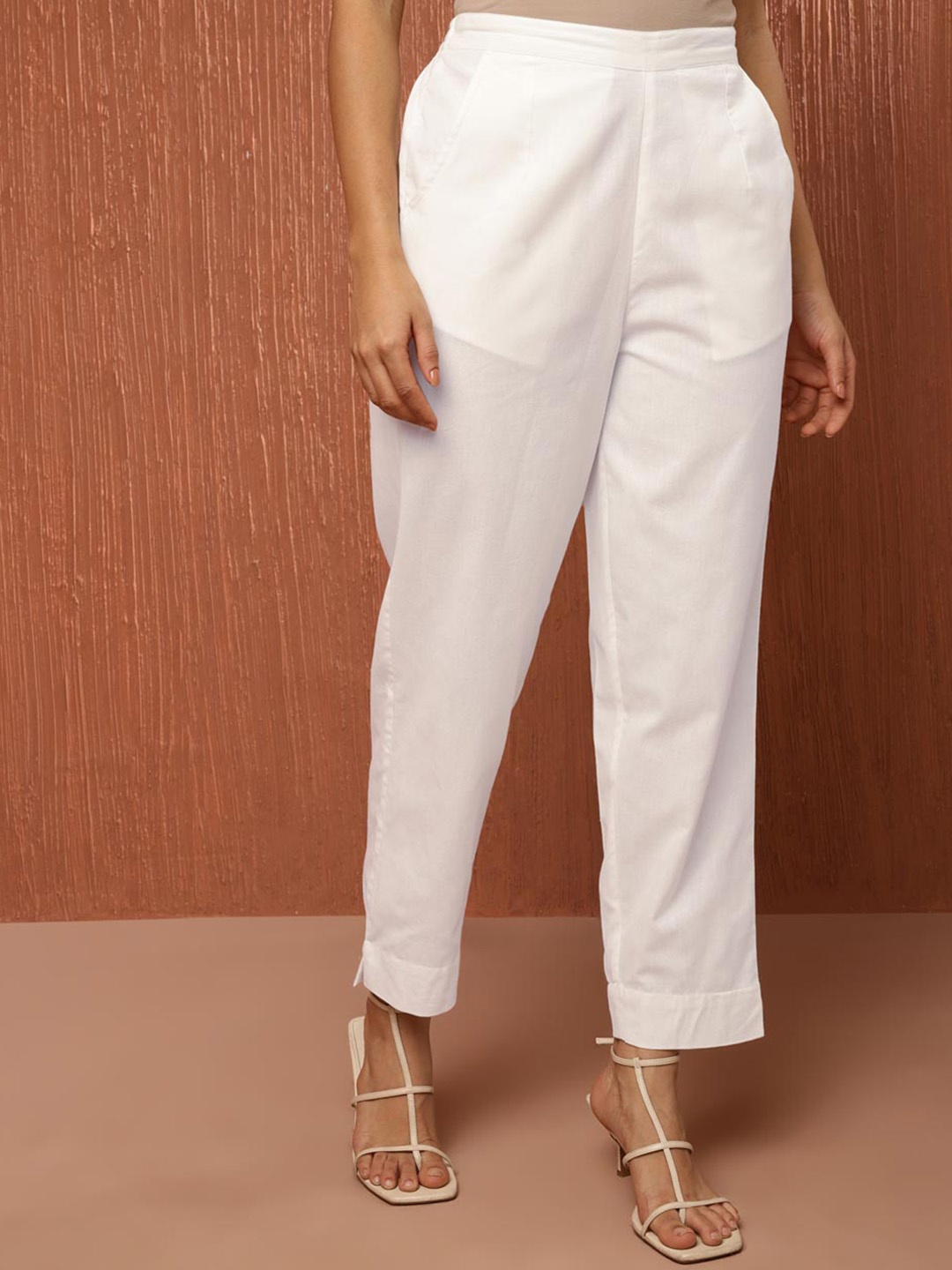 

Fabindia Women Ankle Length Casual Cotton Pant, White