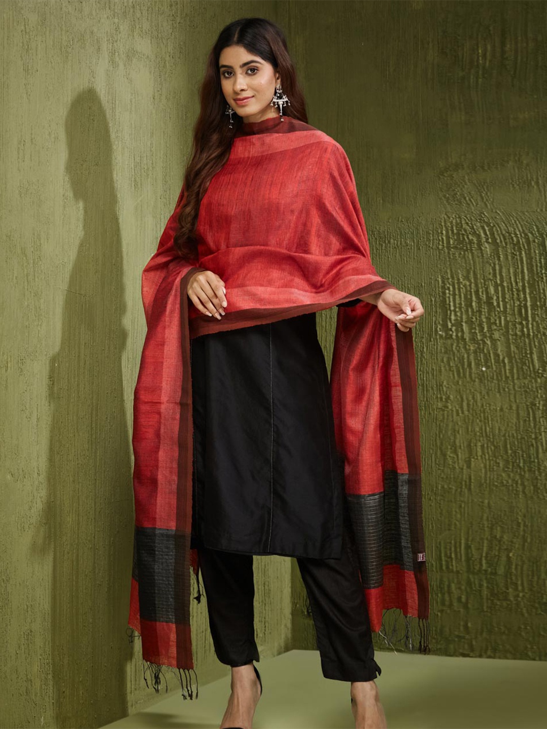 

Fabindia Tasselled Dupatta, Red