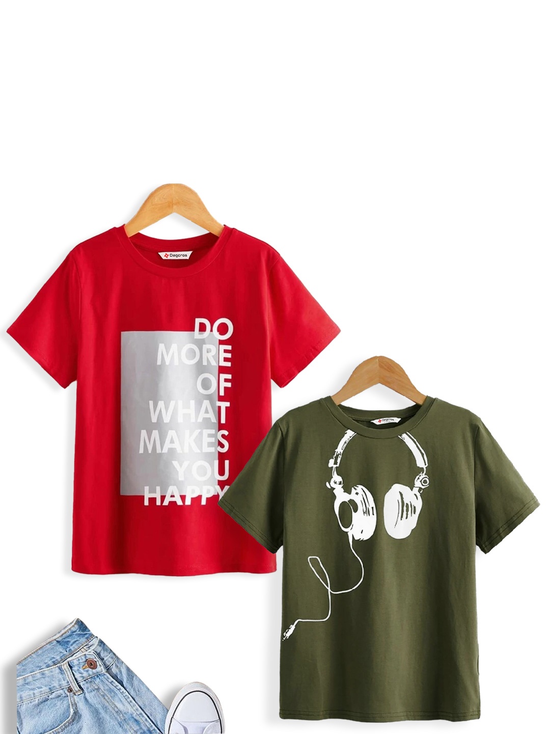

BAESD Boys Selection Of 2 Printed Cotton T-shirts, Green