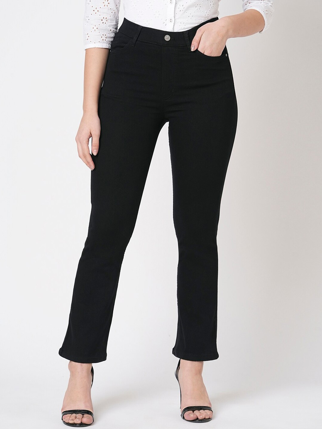 

Kraus Jeans Women Regular Fit High-Rise Stretchable Jeans, Black