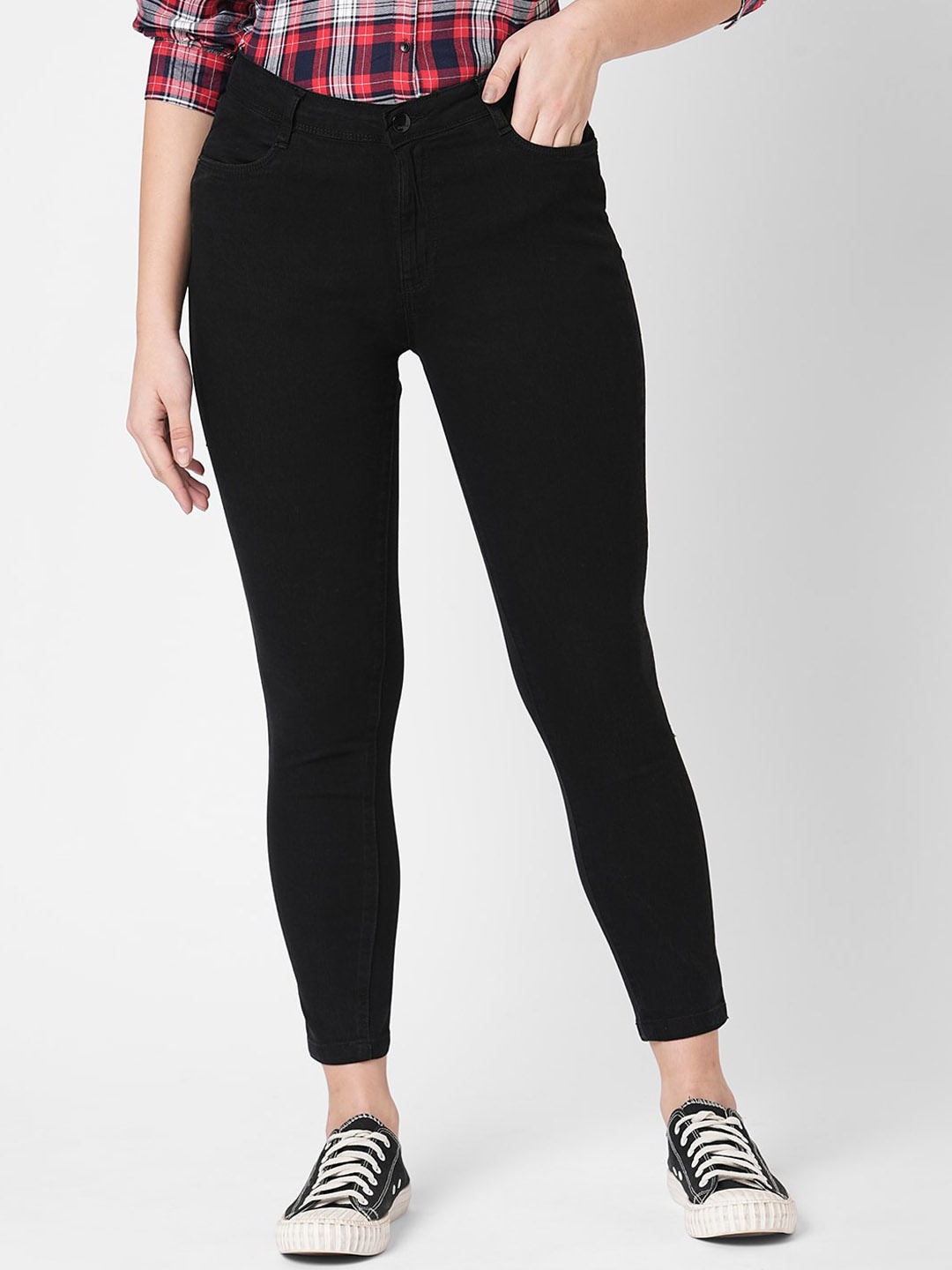 

Kraus Jeans Women Skinny Fit High-Rise Stretchable Jeans, Black