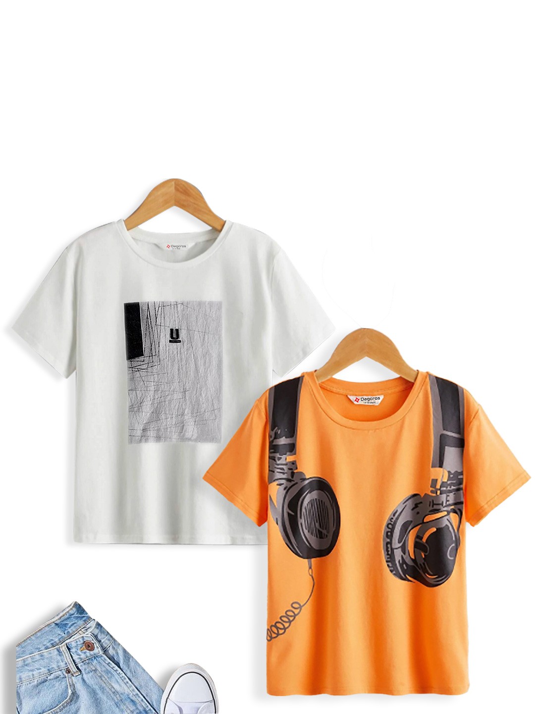 

BAESD Boys Pack Of 2 Printed Pure Cotton T-shirt, White