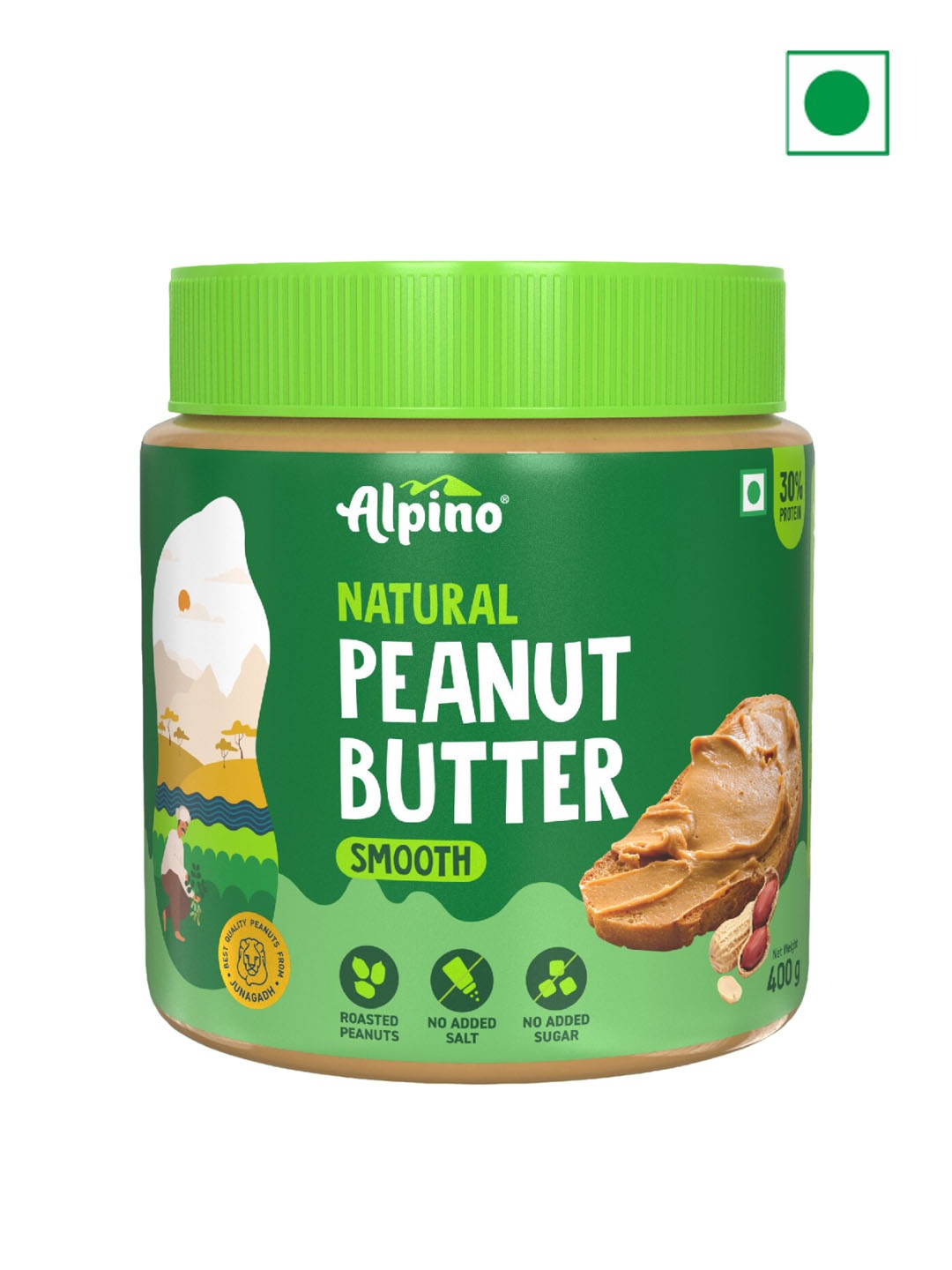 

Alpino Natural Peanut Butter Smooth 400 gms, Green