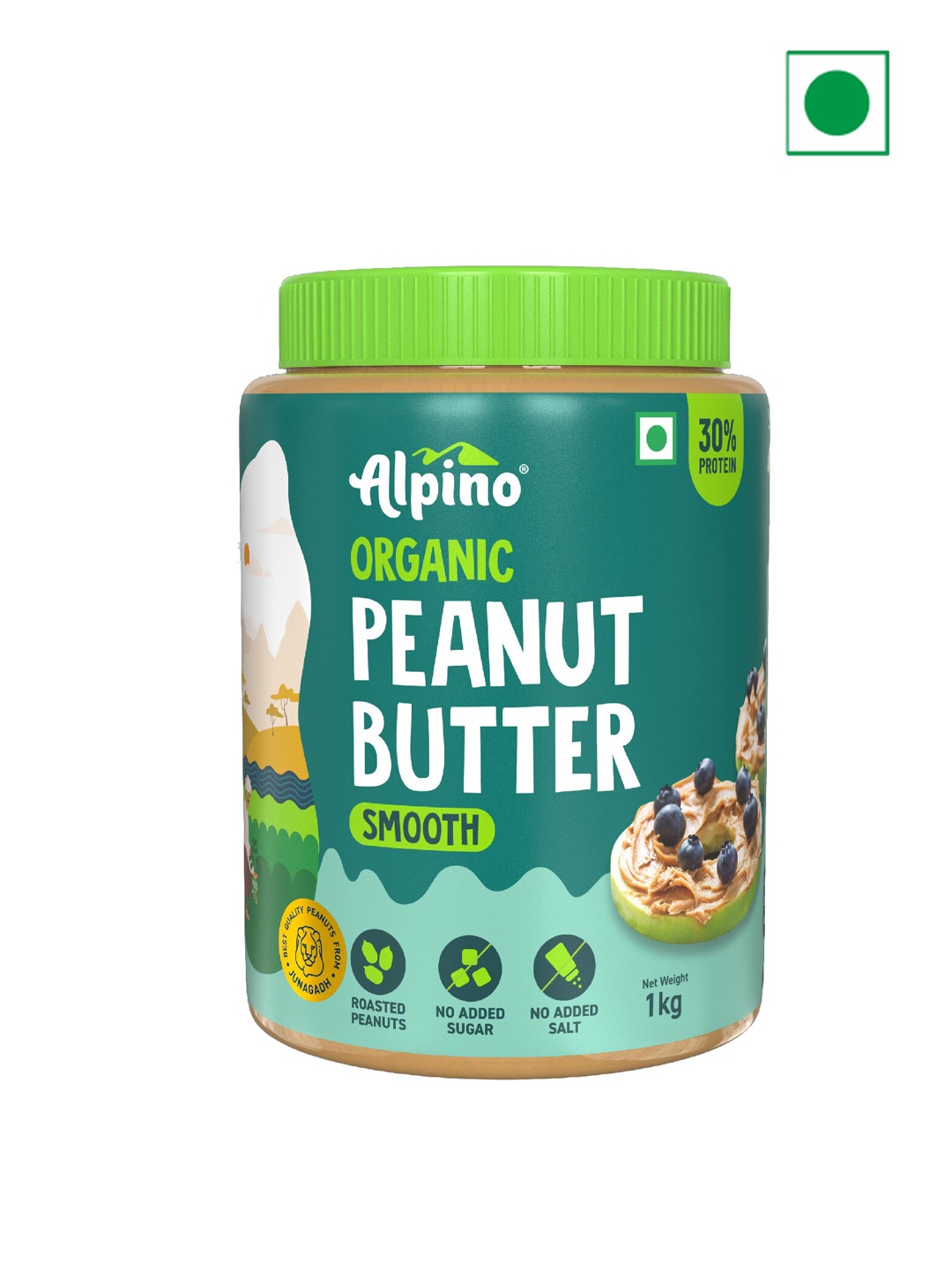 

Alpino Organic Natural Peanut Butter Smooth 1 Kg, Green