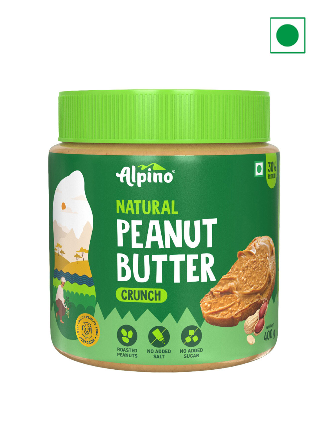 

Alpino Natural Peanut Butter Crunch-400G, Green