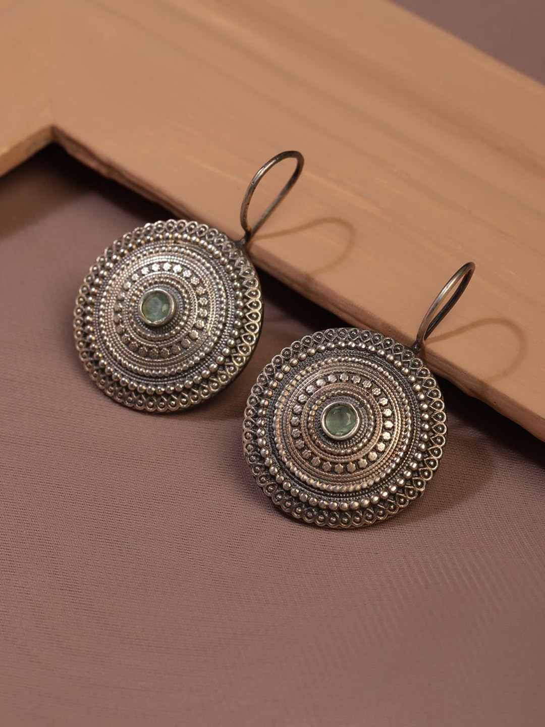 

Fabindia Circular Metal Drop Earrings, Silver