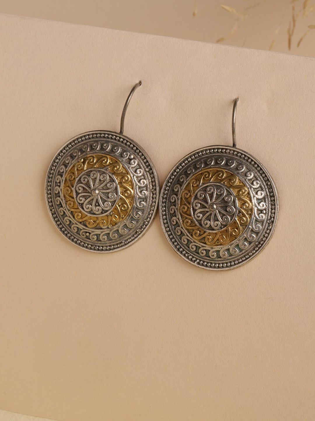 

Fabindia Circular Metal Drop Earrings, Silver