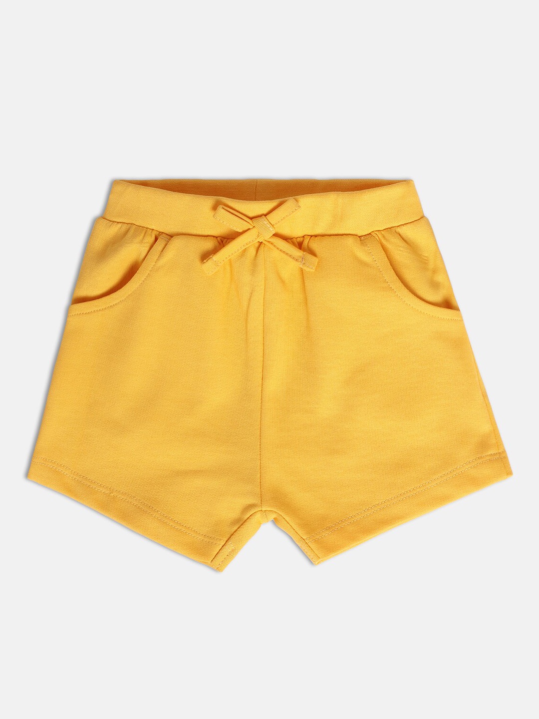 MINI KLUB Girls Mid-Rise Cotton Regular Shorts, Yellow