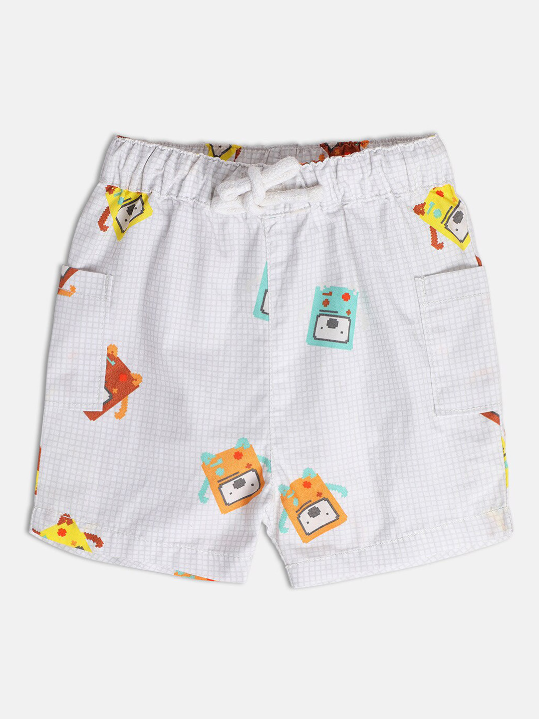 

MINI KLUB Boys Conversational Printed Cotton Regular Shorts, White