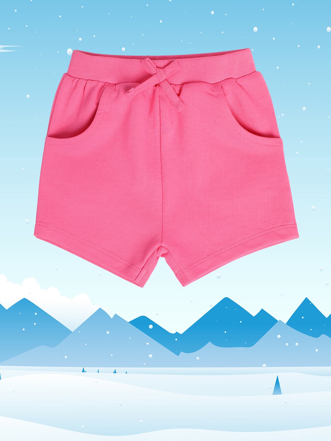 

MINI KLUB Girls Mid Rise Pure Cotton Shorts, Pink