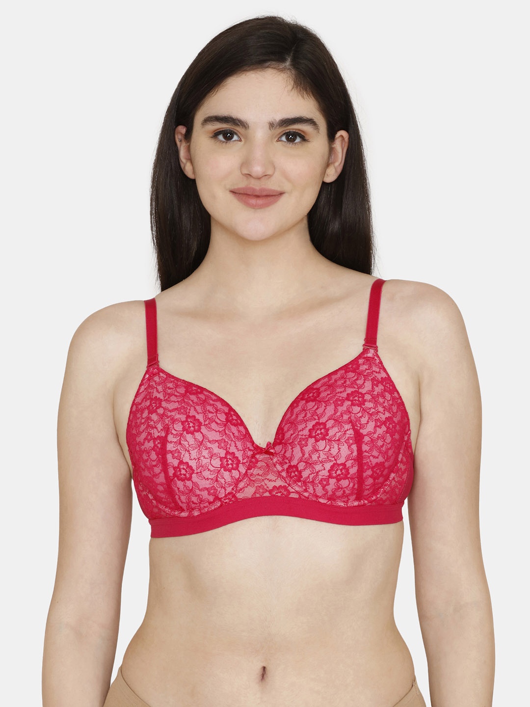

Zivame Full Coverage Underwired Lightly Padded Bralette Bra, Red