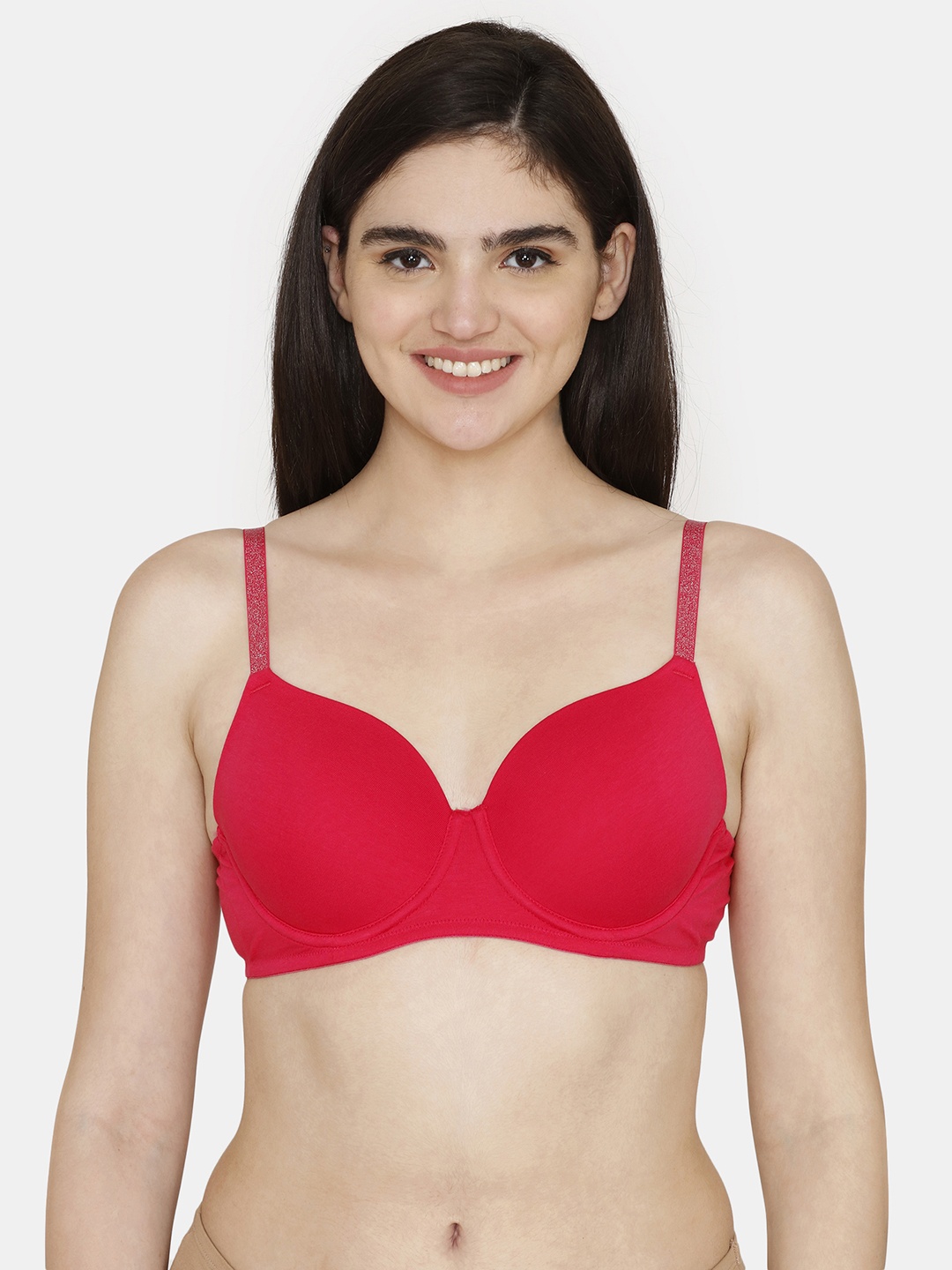 

Zivame Full Coverage Underwired Lightly Padded T-shirt Bra With All Day Comfort, Pink