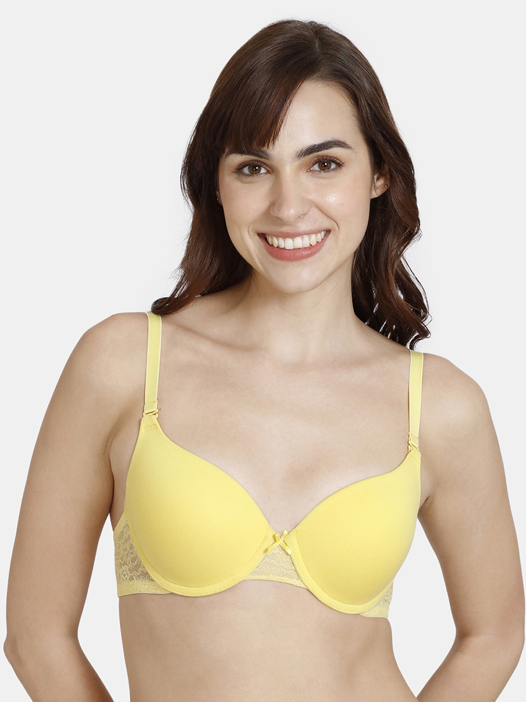 

Zivame Medium Coverage Underwired Heavily Padded Push-Up Bra With All Day Comfort, Yellow