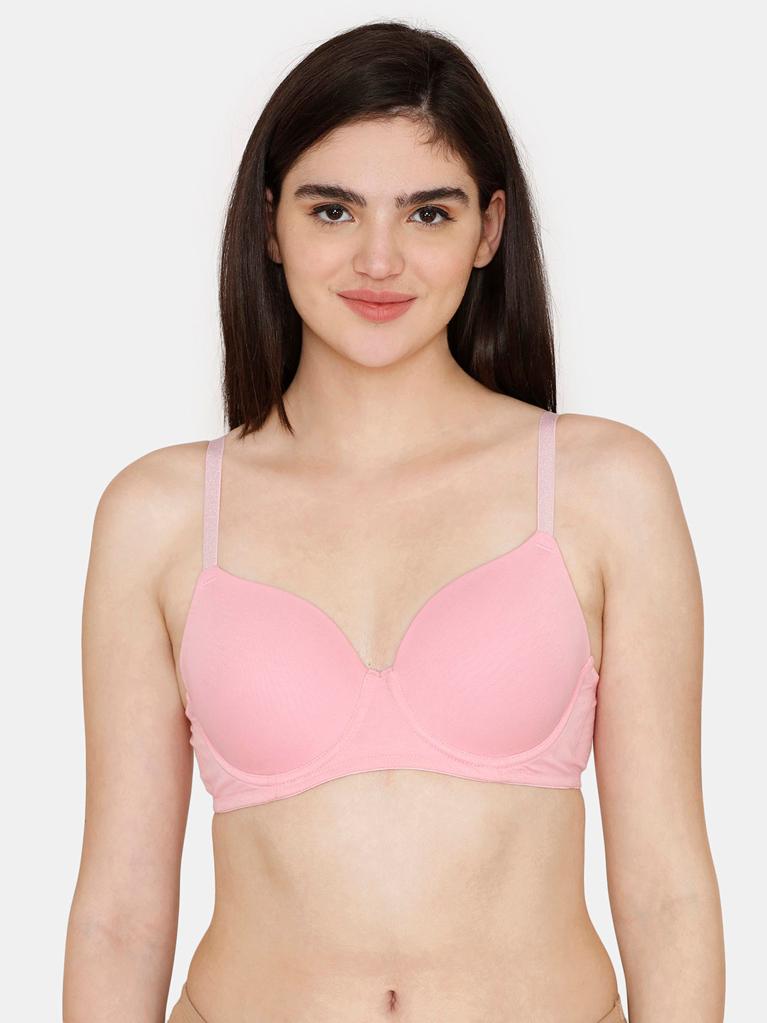 

Zivame Full Coverage Underwired Lightly Padded Cotton Bra, Pink