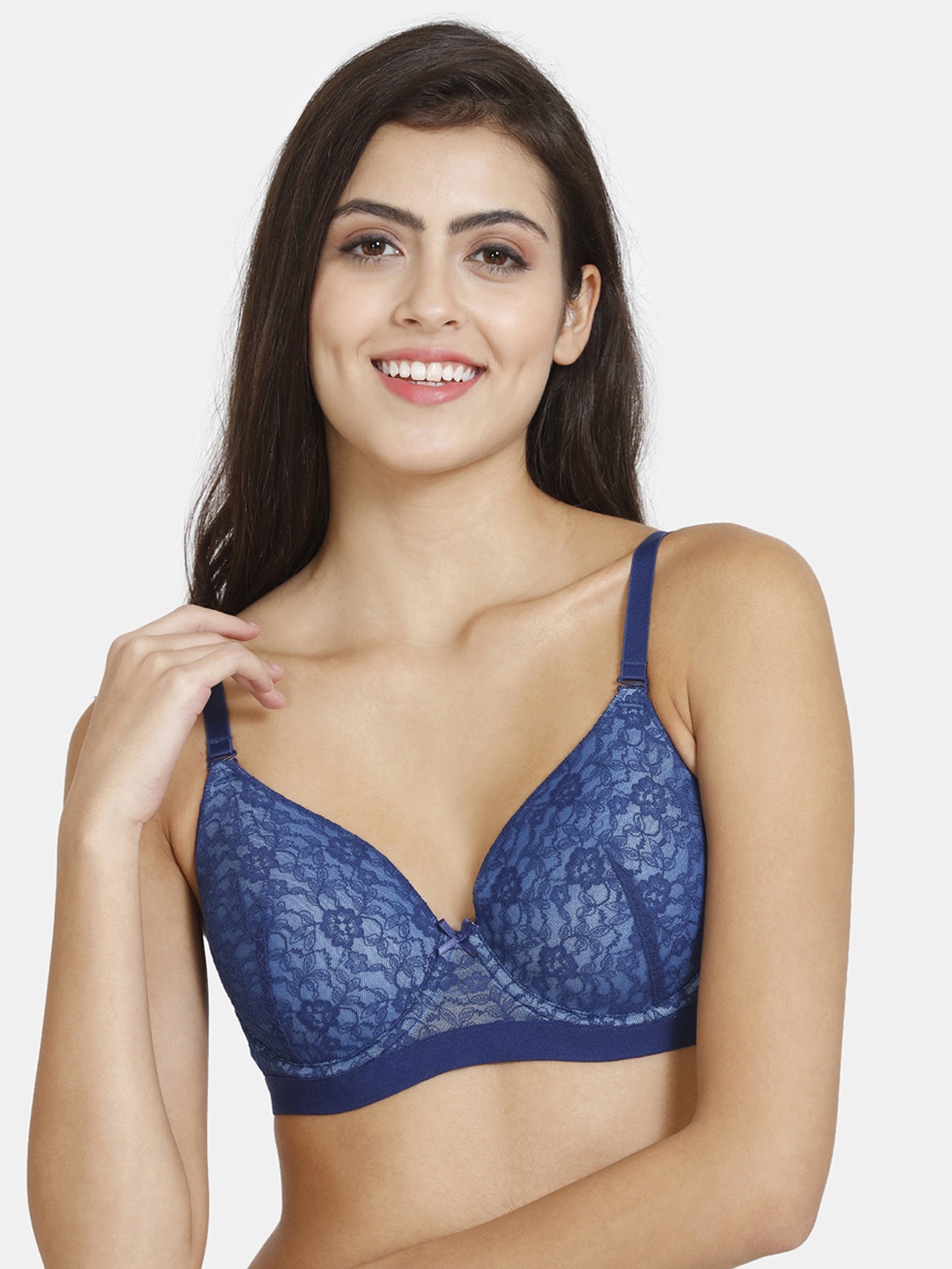 

Zivame Floral Full Coverage Underwired Lightly Padded Bralette Bra, Blue