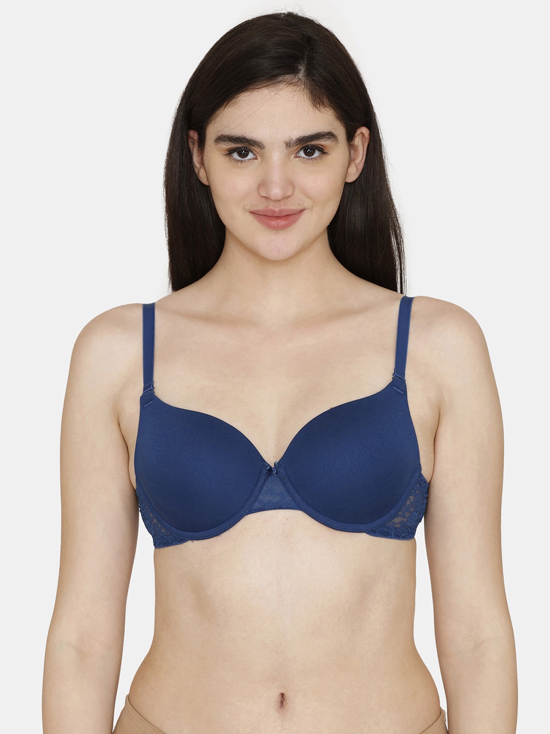 

Zivame Medium Coverage Underwired Heavily Padded Cotton Bra, Blue