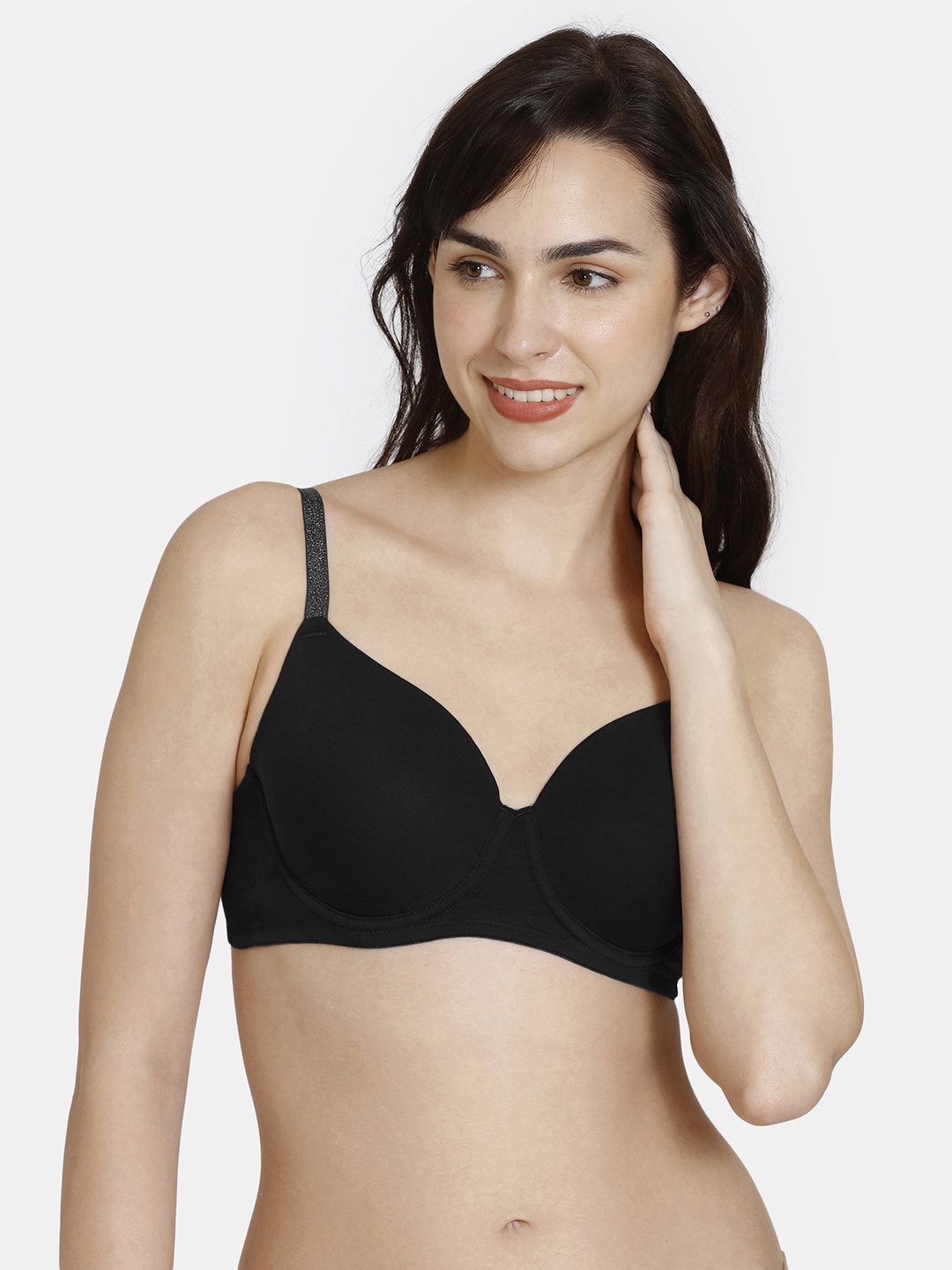 

Zivame Full Coverage Underwired Lightly Padded Cotton Bra, Black