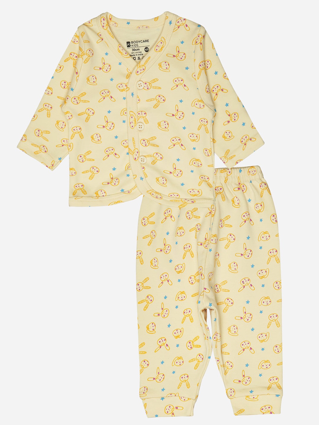 

Bodycare Kids Printed V-Neck Top with Pyjamas, Beige
