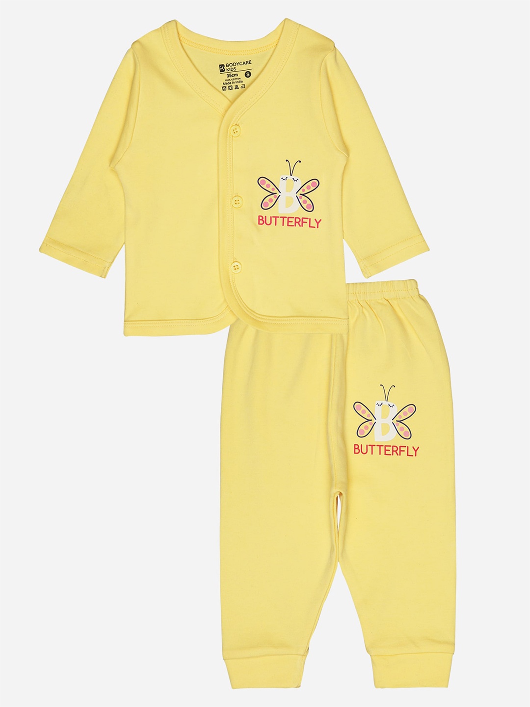 

Bodycare Kids Printed V-Neck Top with Pyjamas, Yellow