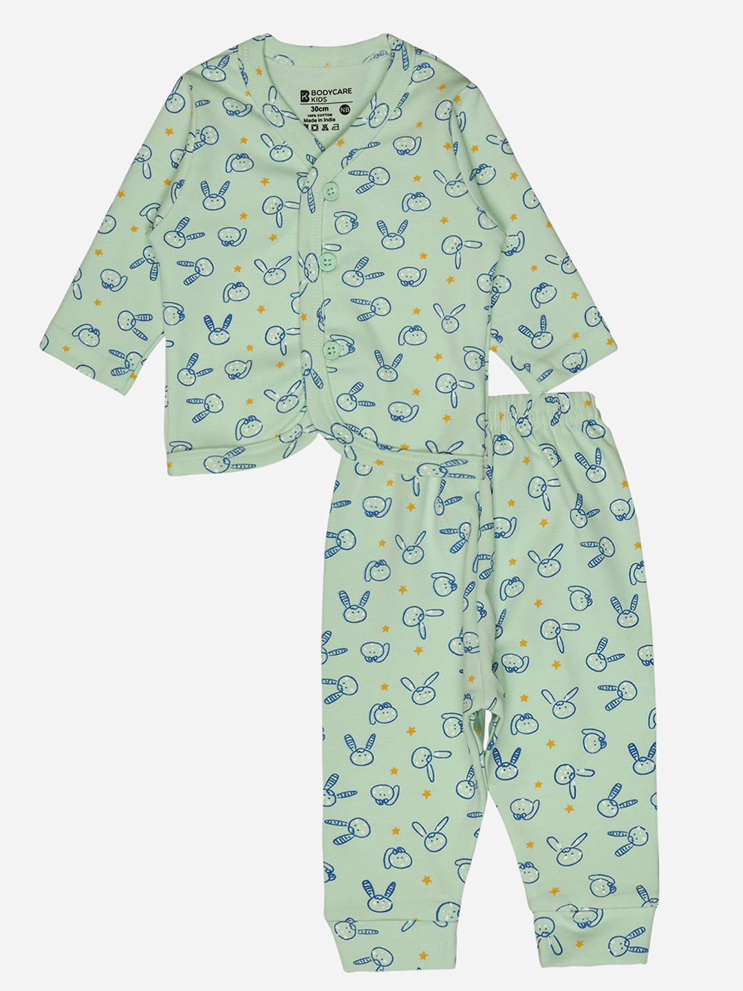 

Bodycare Kids Printed V-Neck Top with Pyjamas, Green