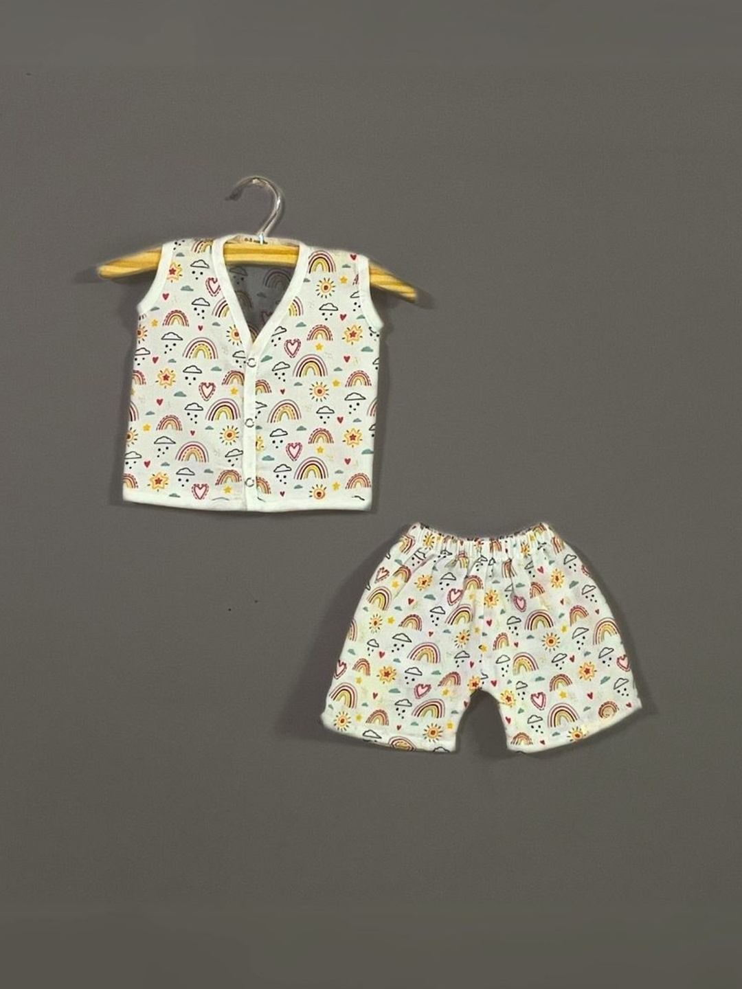 

BAESD Kids Printed Pure Cotton T-shirt With Shorts, White