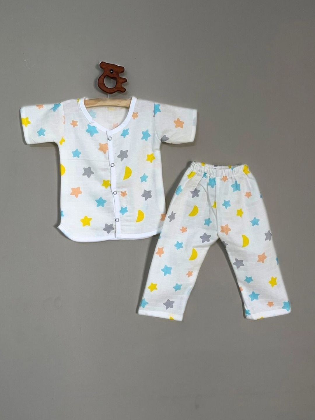

BAESD Infants Printed Pure Cotton Shirt with Trousers, White