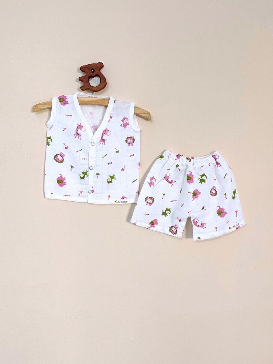 

BAESD Infants Kids Printed Pure Cotton Top with Shorts, White