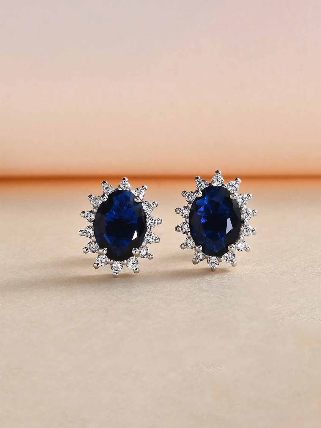

Ornate Jewels 925 Sterling Silver Sapphire Stud Earrings, Blue
